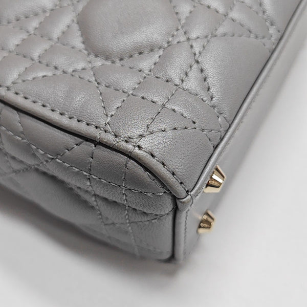 Lady Dior Mini Cannage Lambskin Gray