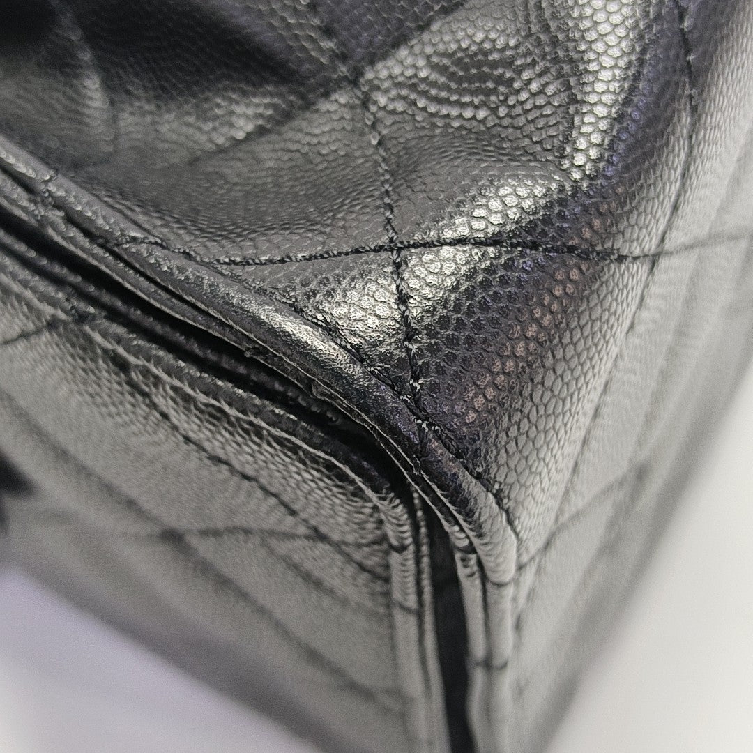 CHANEL 25 Small Quilted Grained Calfskin Black