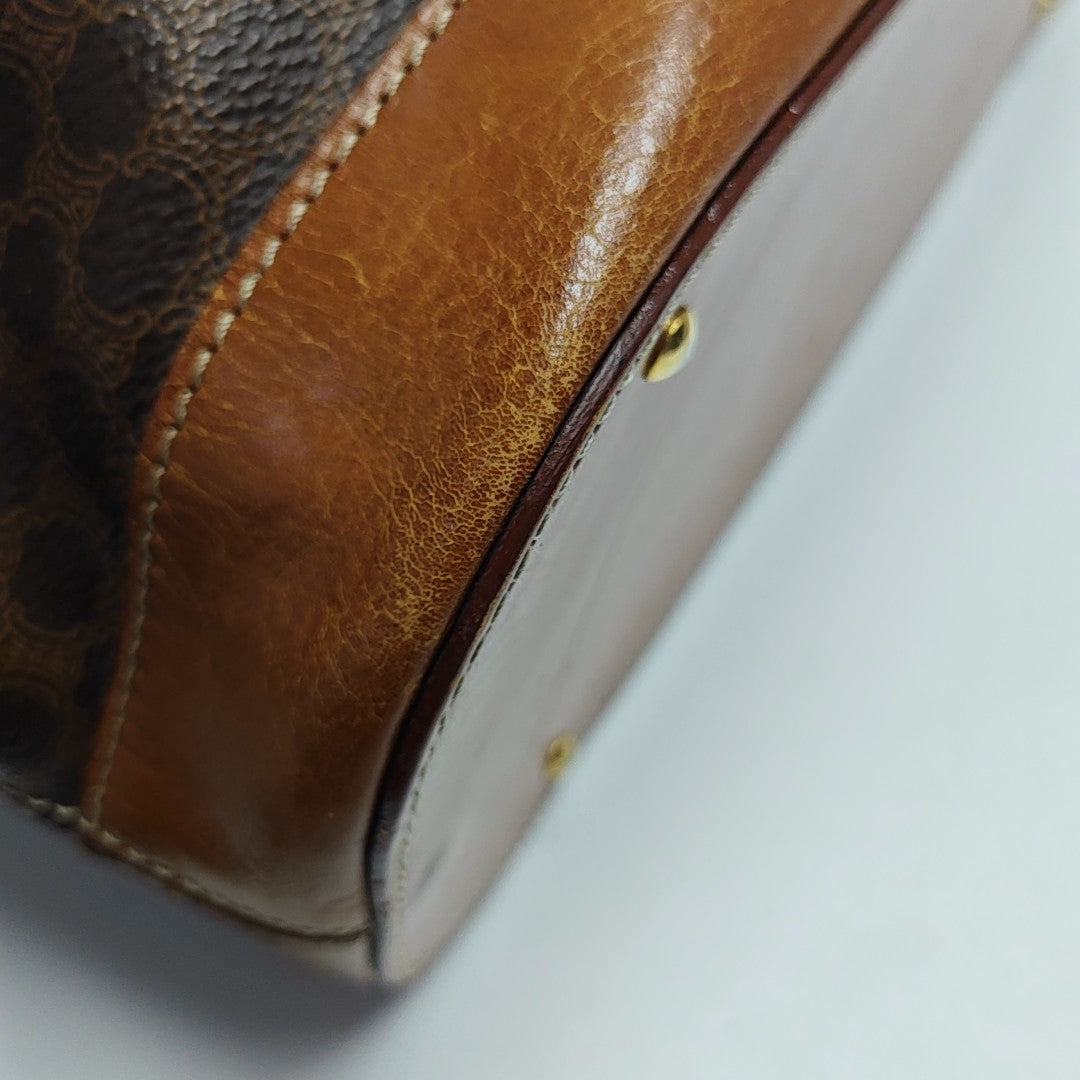 Coated Canvas Top Handle Bag Brown