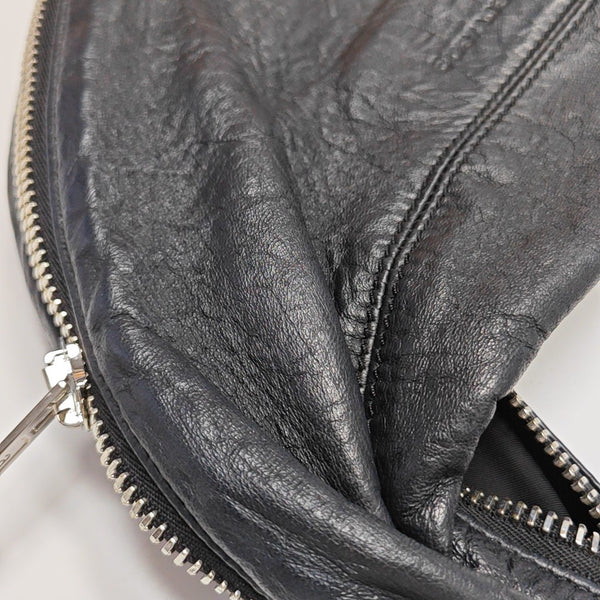Leather Top Handle Bag Black