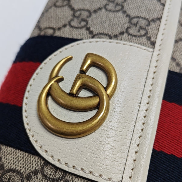 Ophidia Small Monogram Coated Canvas Beige