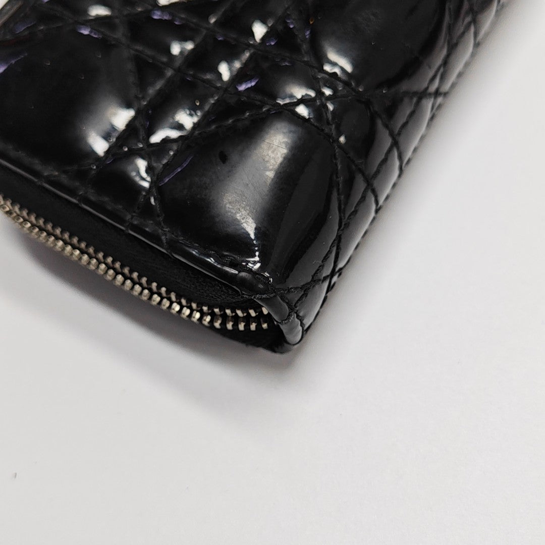 Lady Dior Cannage Patent Leather Black Wallet