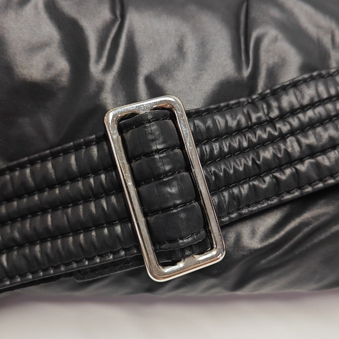 Quilted Nylon Shoulder Bag Black