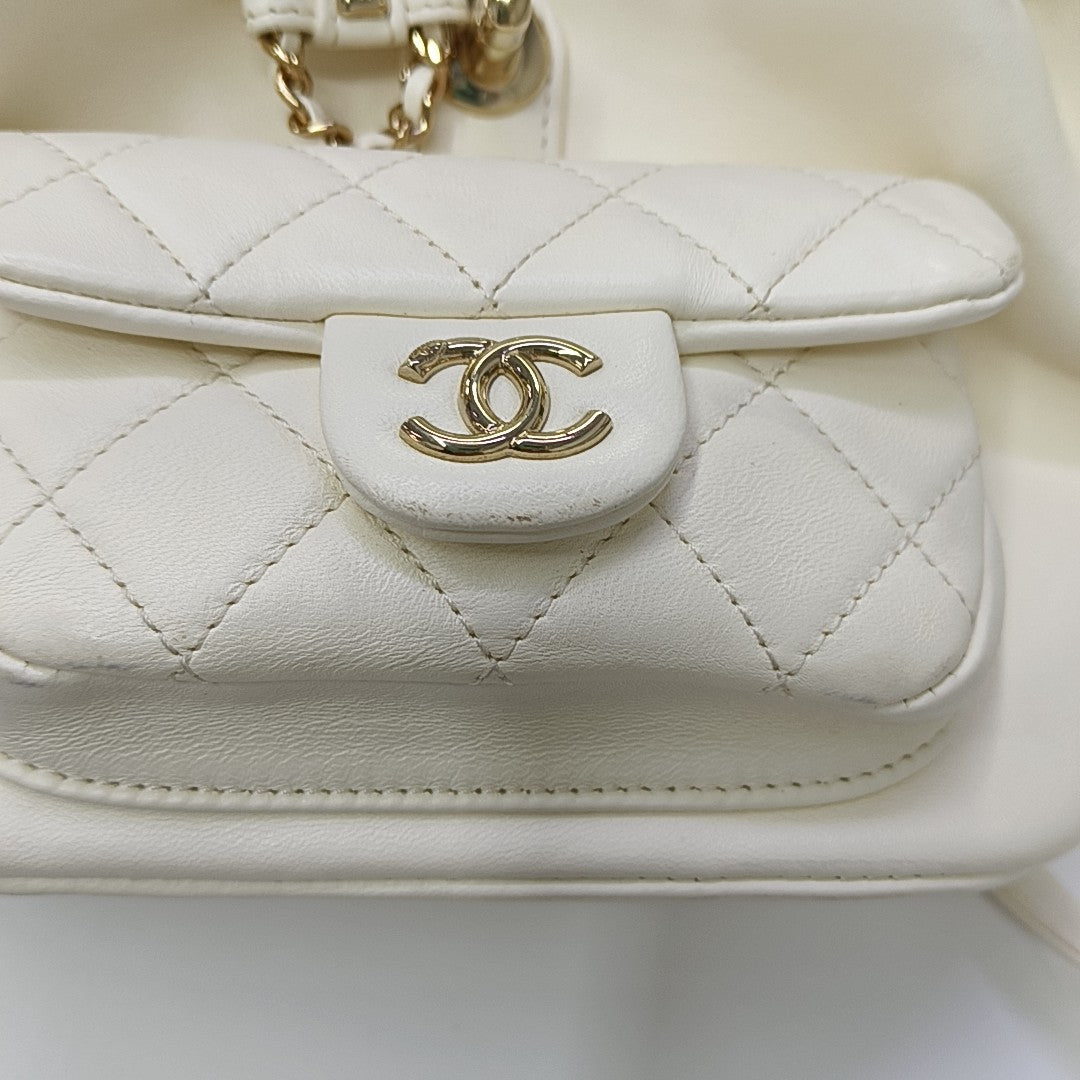 DUMA Small Quilted Lambskin White