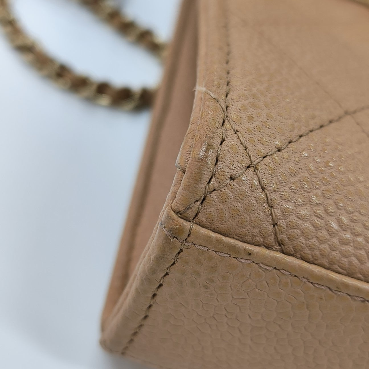 DOUBLE CC Quilted Grained Calfskin Brown
