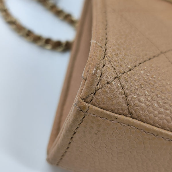 DOUBLE CC Quilted Grained Calfskin Brown