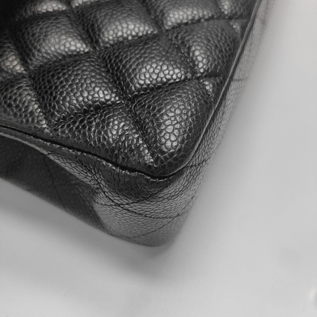 CLASSIC FLAP Small Quilted Grained Calfskin Black