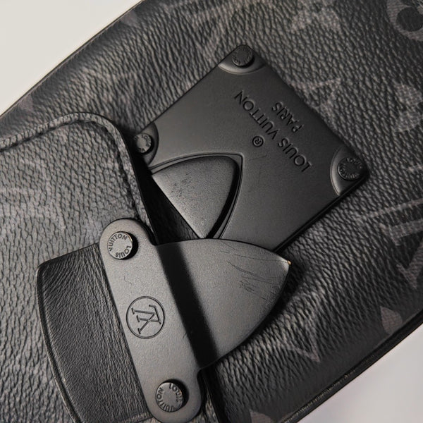 S LOCK Monogram Coated Canvas Black