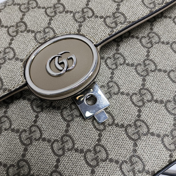 PETITE Small Monogram Coated Canvas Gray