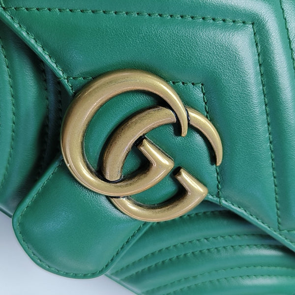 GG Marmont Small Quilted Calfskin Green