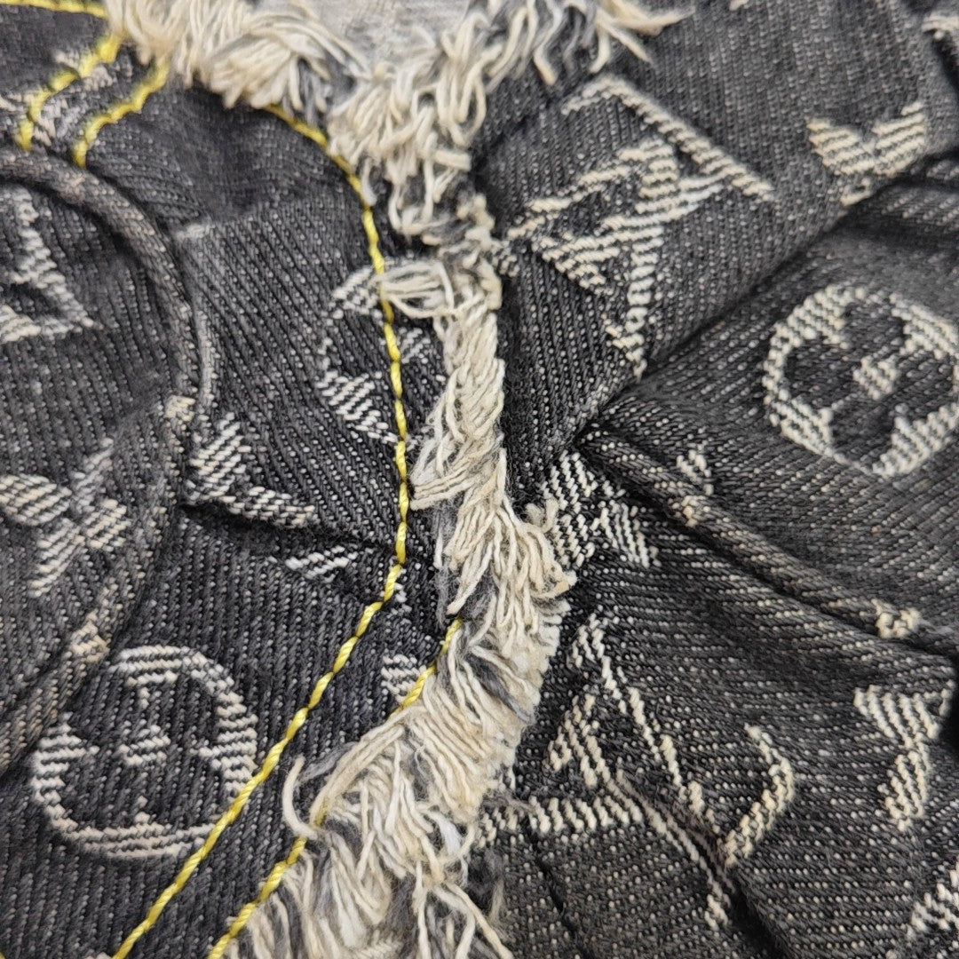 Monogram Denim Top Handle Bag Black
