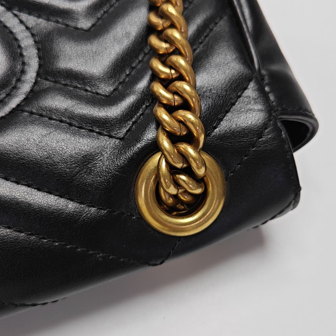 GG Marmont Small Quilted Calfskin Black