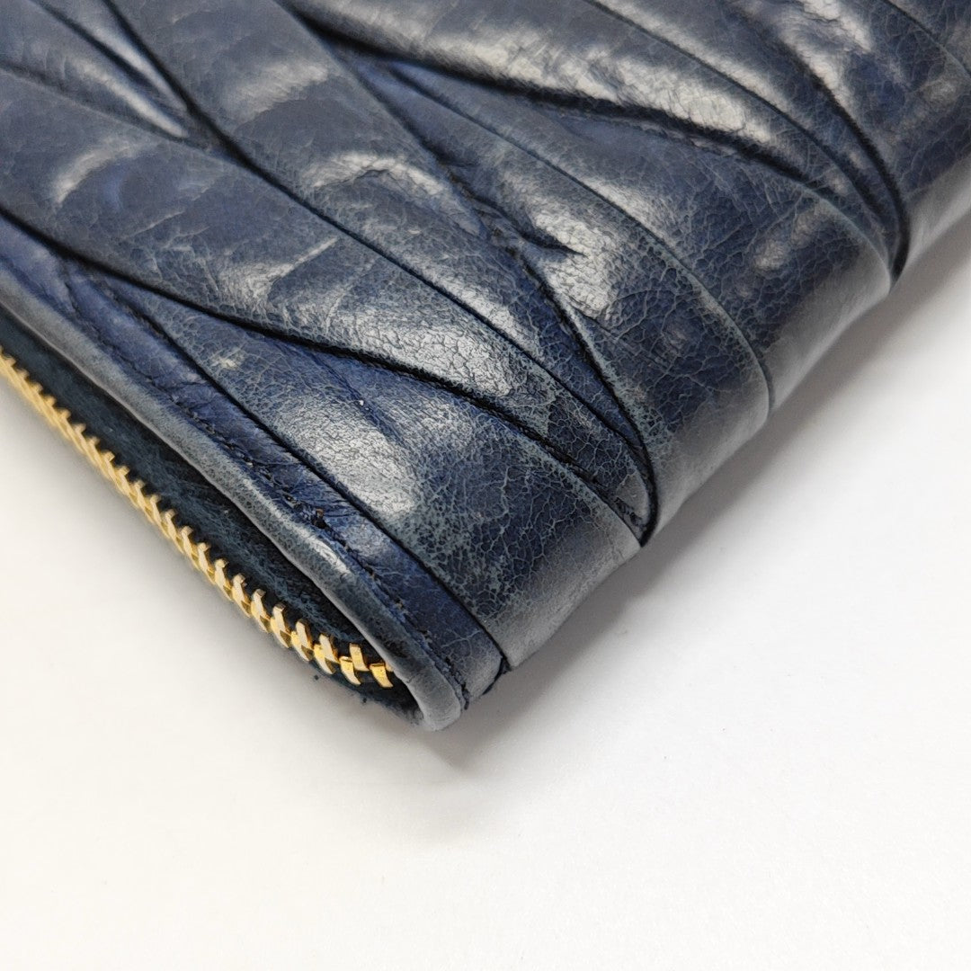 Quilted Lambskin Wallet Blue