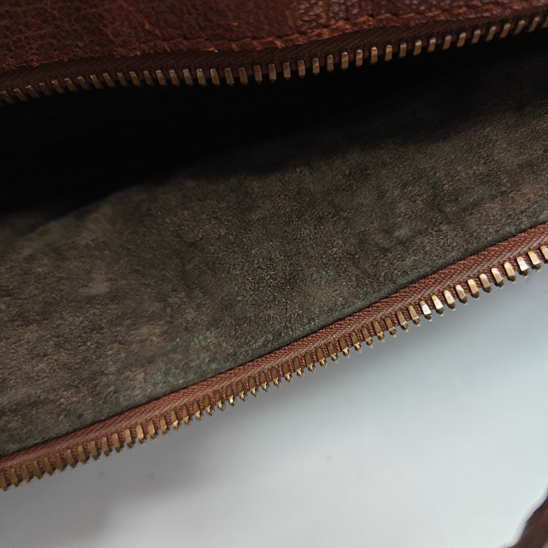 Calfskin Top Handle Bag Brown