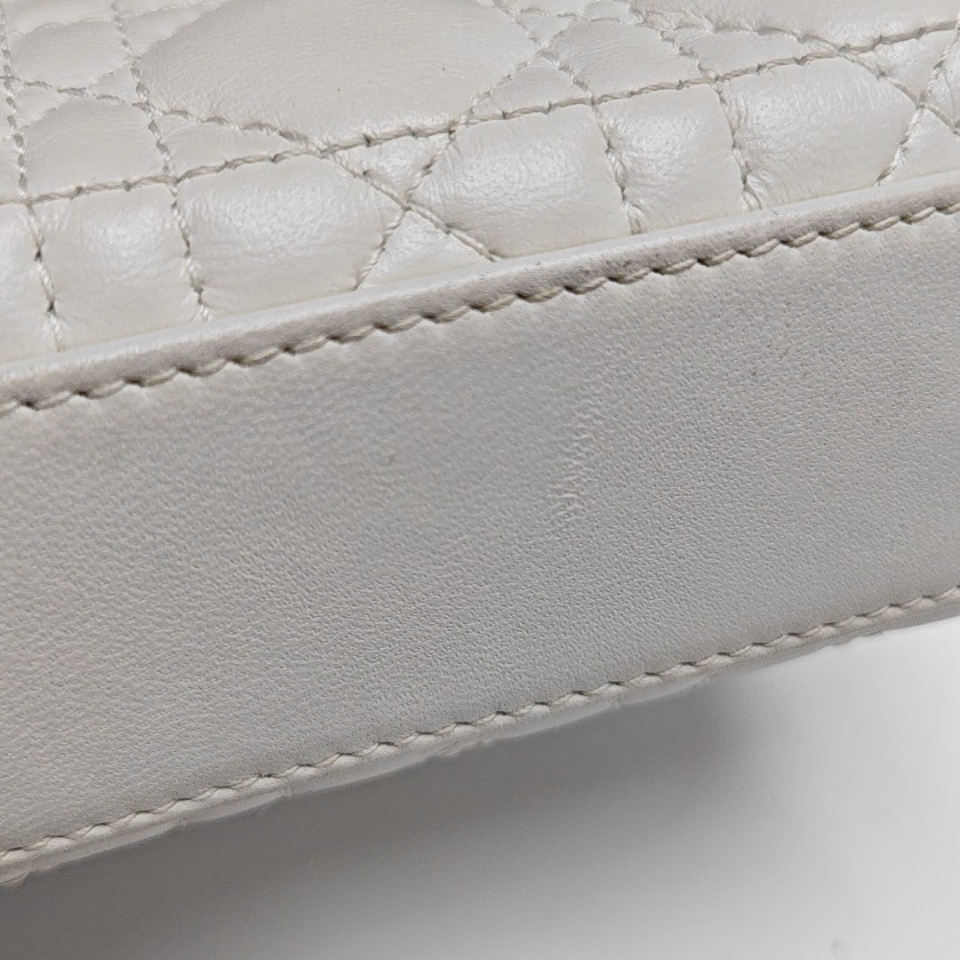 Authenticated pre-owned  Lady Dior Super Mini Cannage Lambskin White - Tote Bag at Looply