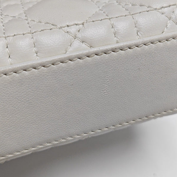 Authenticated pre-owned  Lady Dior Super Mini Cannage Lambskin White - Tote Bag at Looply