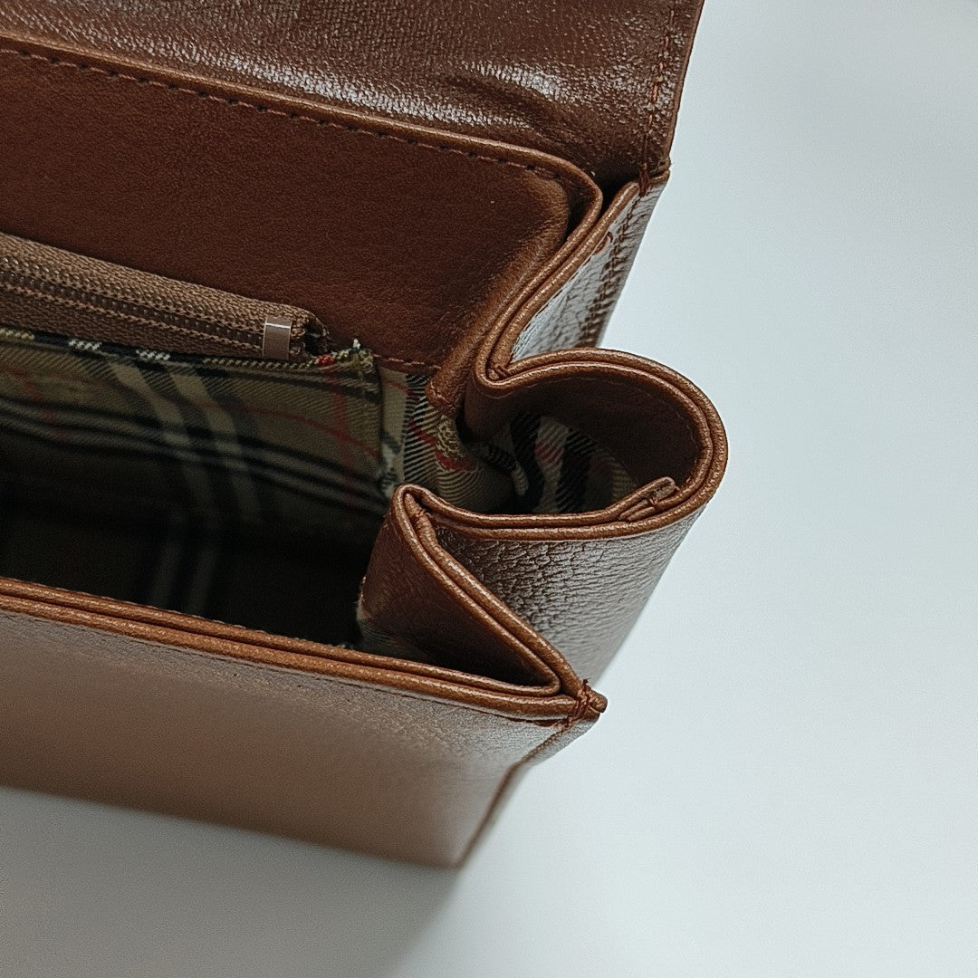 Calfskin Top Handle Bag Brown