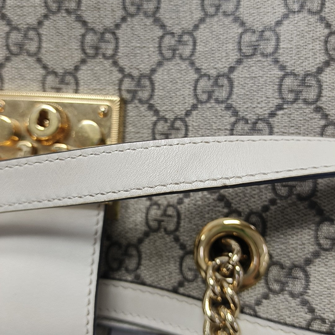Padlock Small Monogram Coated Canvas Beige