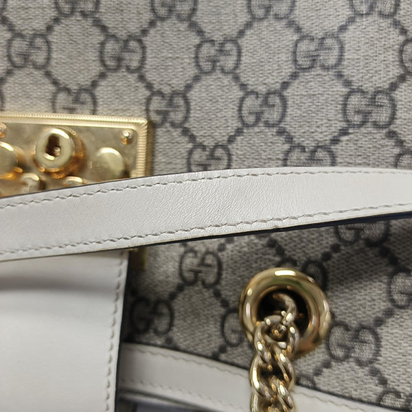 Padlock Small Monogram Coated Canvas Beige