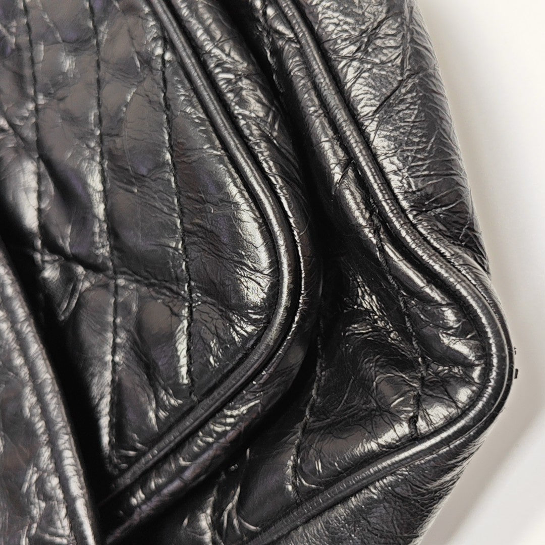 NIKI Large Chevron Calfskin Black
