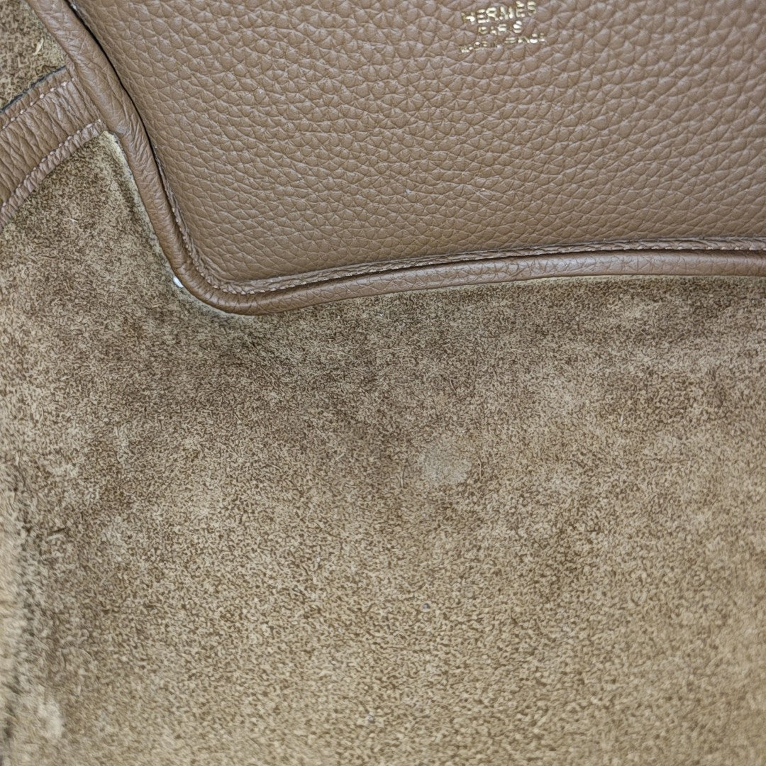 Authenticated pre-owned  Picotin Lock 18 Clemence Brown - Bucket Bag at Looply