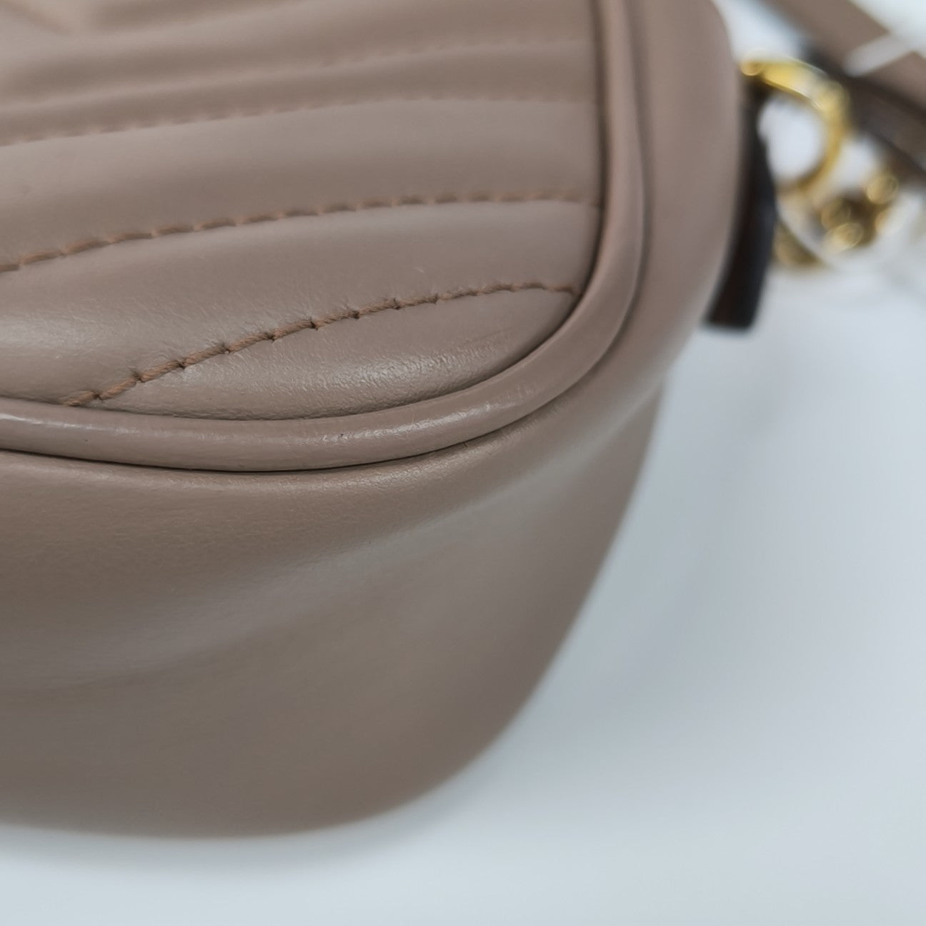 GG Marmont Small Quilted Calfskin Beige