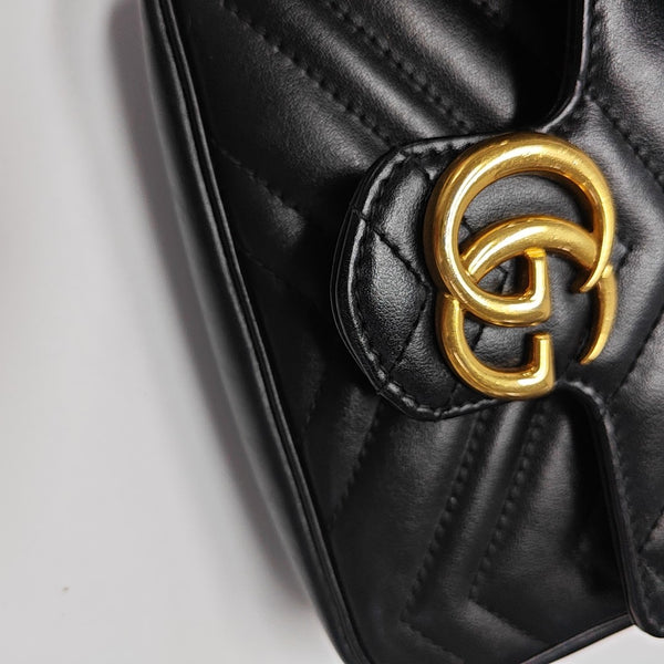 GG Marmont Mini Quilted Calfskin Black