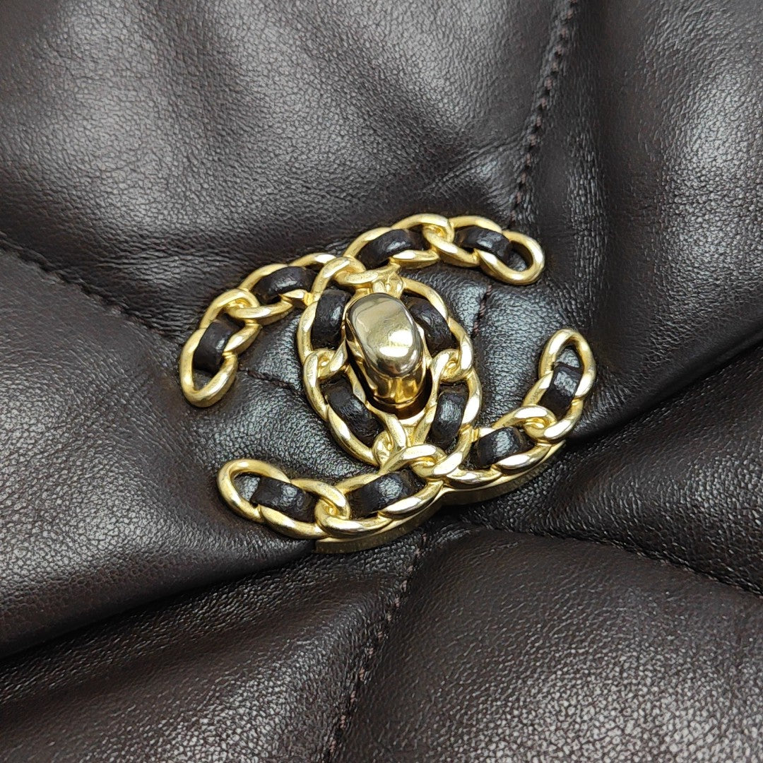 CHANEL 19 Maxi Quilted Calfskin Brown