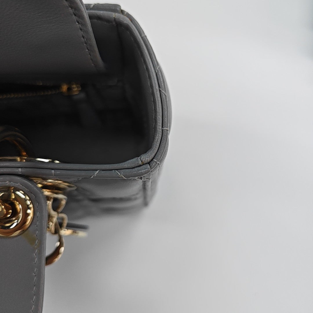 Lady Dior Small Cannage Lambskin Gray