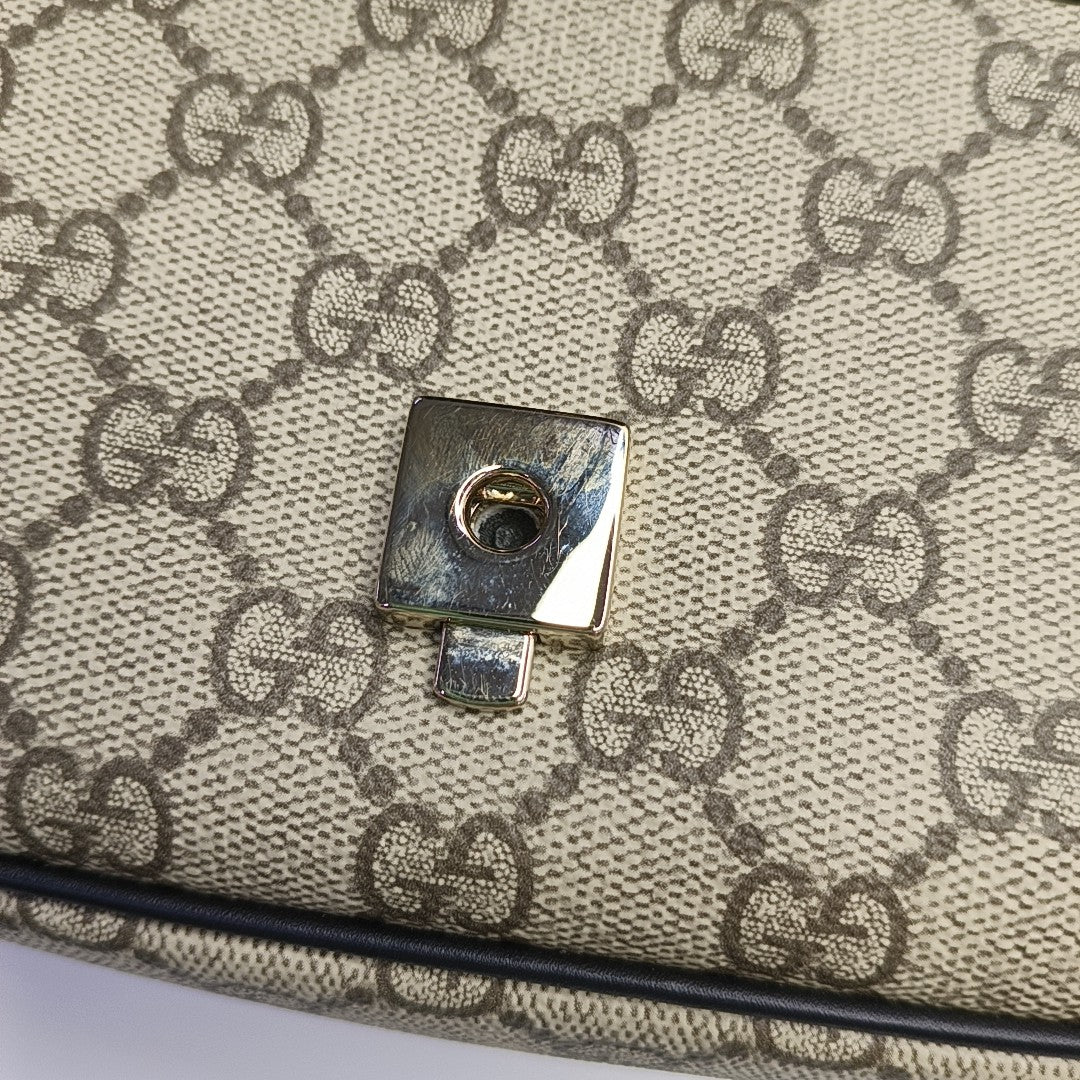 Horsebit 1955 Small Monogram Coated Canvas Beige