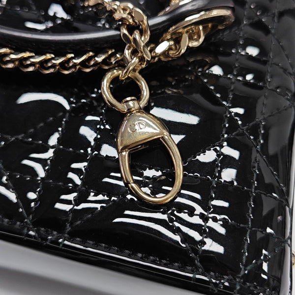 Lady Dior Mini Quilted Patent Leather Black