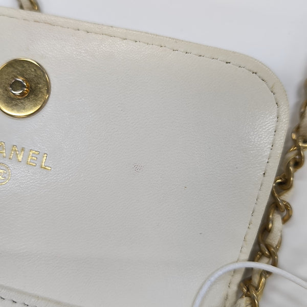 Quilted Lambskin Shoulder Bag White