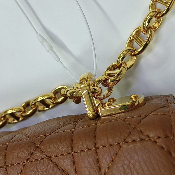 Dior Caro Large Quilted Calfskin Brown
