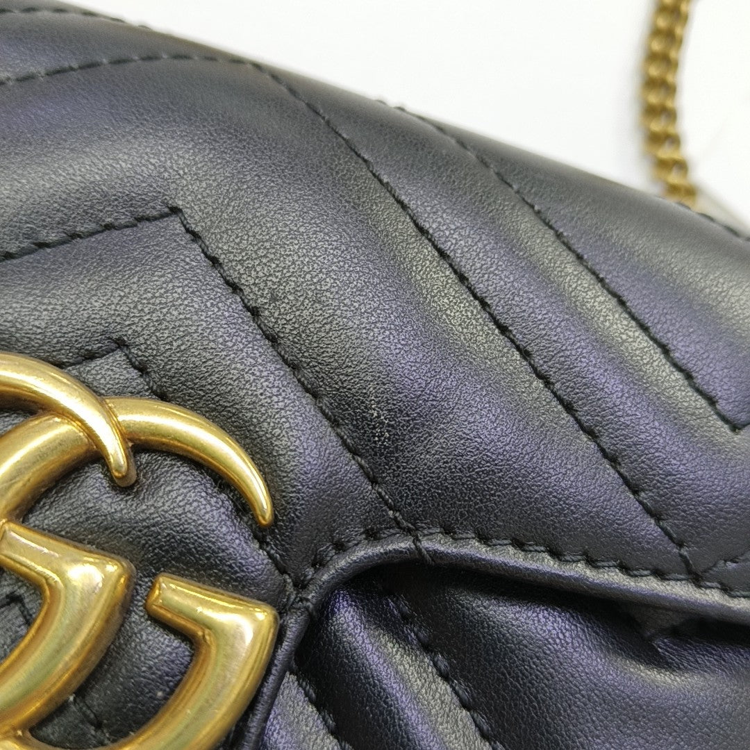 GG Marmont Mini Quilted Calfskin Black