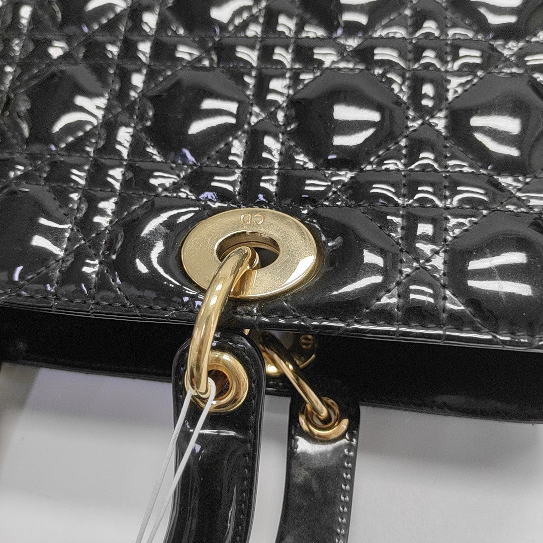 Lady Dior Large Patent Leather Black