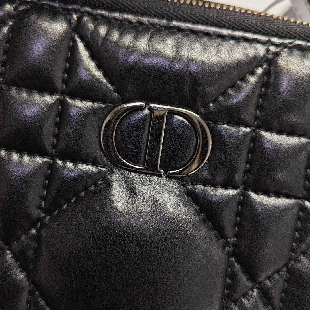 Cannage Calfskin Shoulder Bag Black