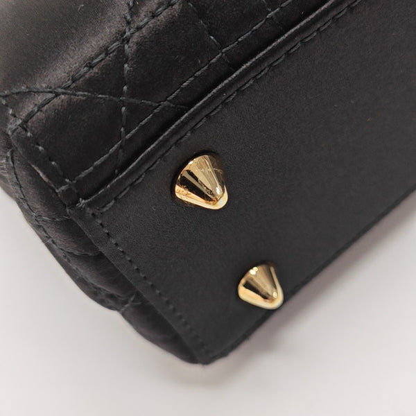 Lady Dior Small Cannage Silk Satin Black