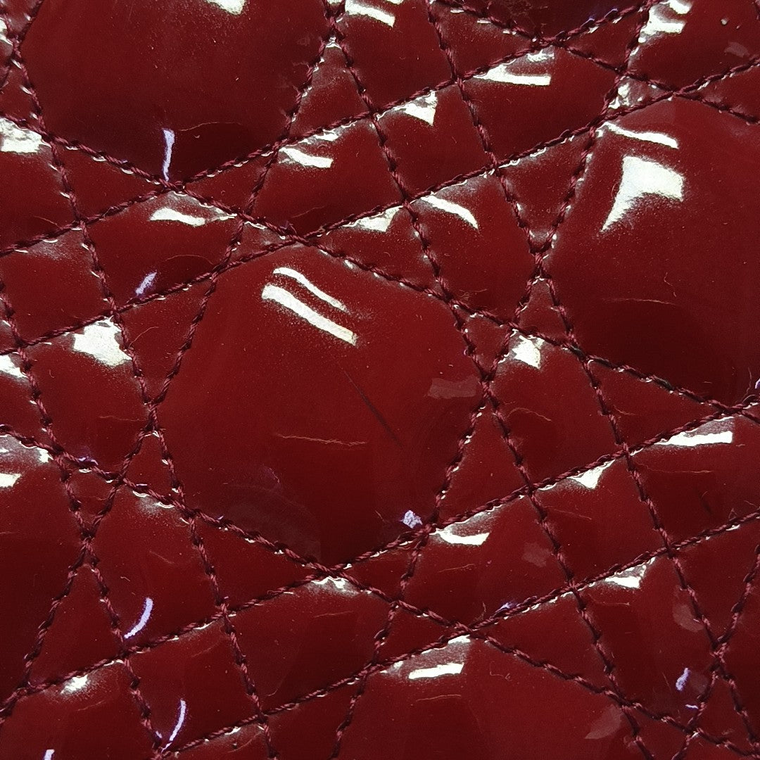 Lady Dior Large Cannage Patent Leather Red
