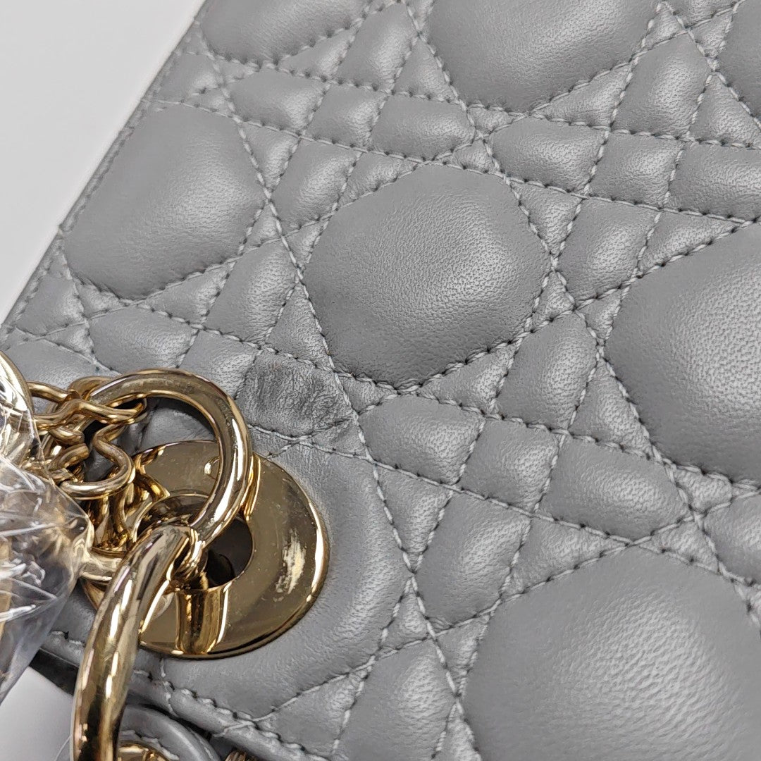 Lady Dior Small Cannage Lambskin Gray