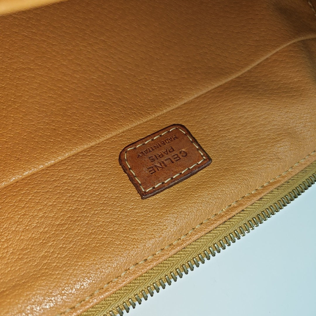 Coated Canvas Clutch Brown
