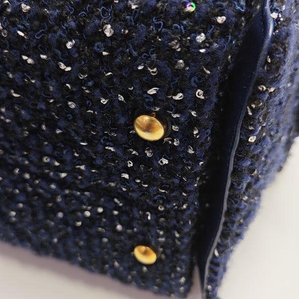 CHANEL 25 Medium Quilted Fabric Blue