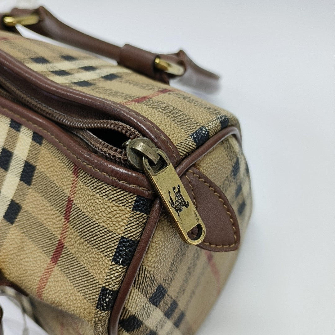 Coated Canvas Top Handle Bag Beige