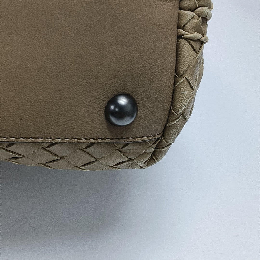 Lambskin Top Handle Bag Brown