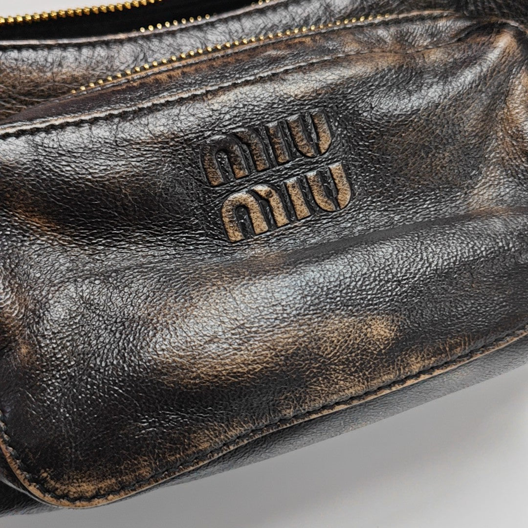 Lambskin Top Handle Bag Brown