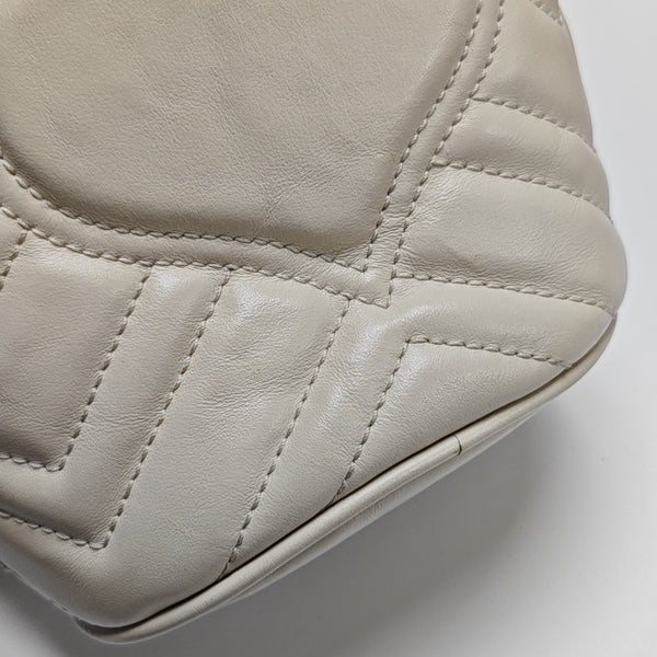 GG Marmont Mini Quilted Calfskin White