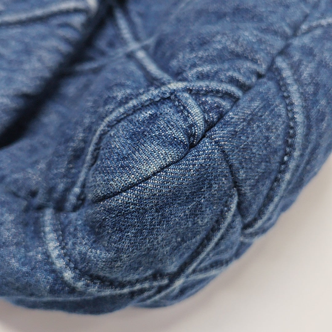 CHANEL 19 Large Quilted Denim Blue