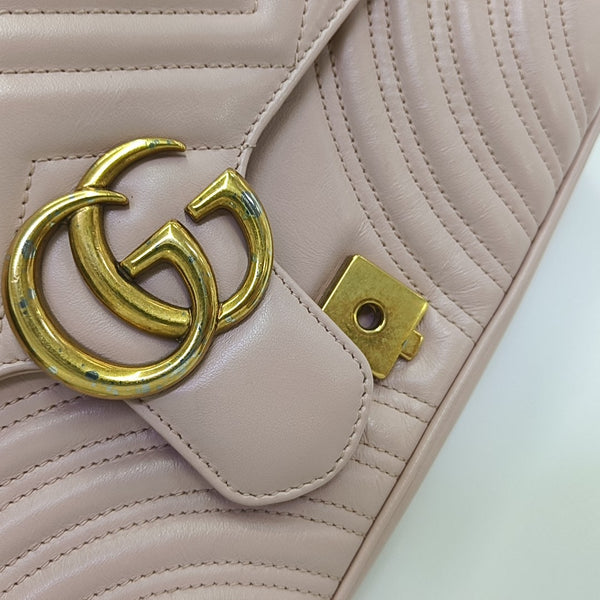 GG Marmont Medium Quilted Calfskin Pink