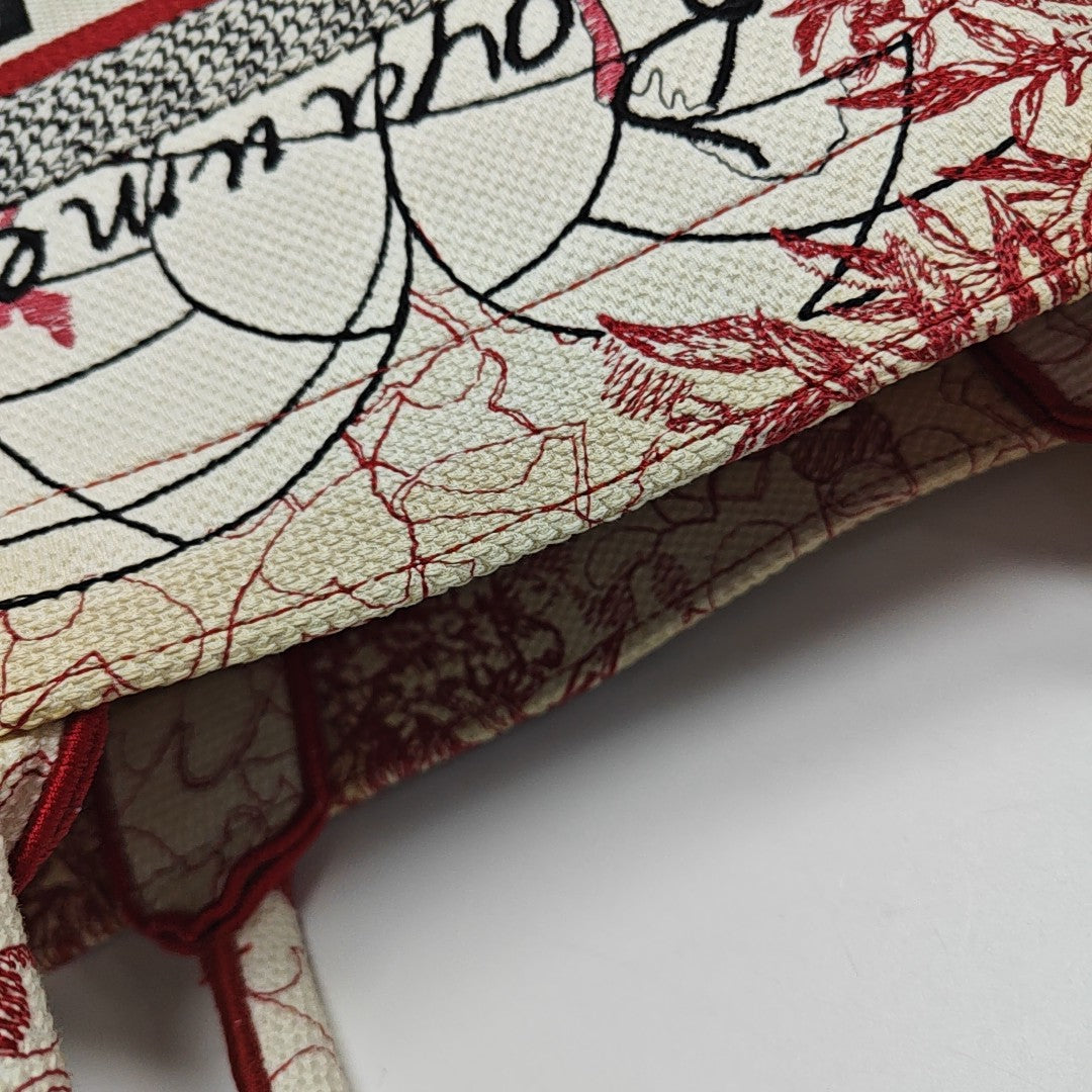 Book Tote Medium Fabric Red