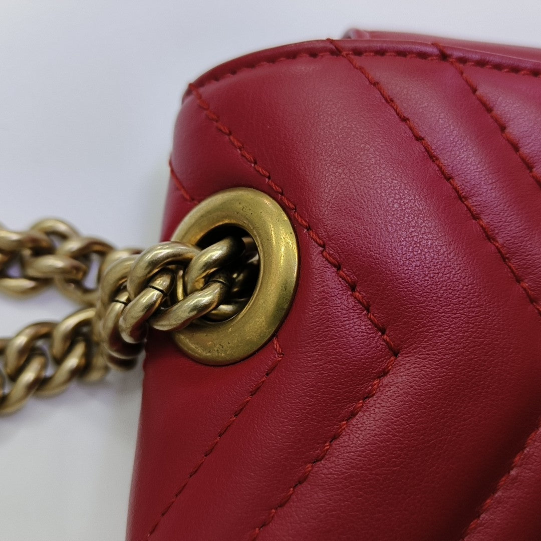 GG Marmont Small Quilted Calfskin Red