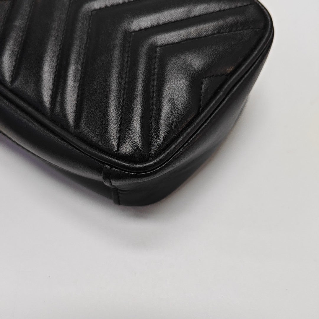 GG Marmont Mini Quilted Calfskin Black